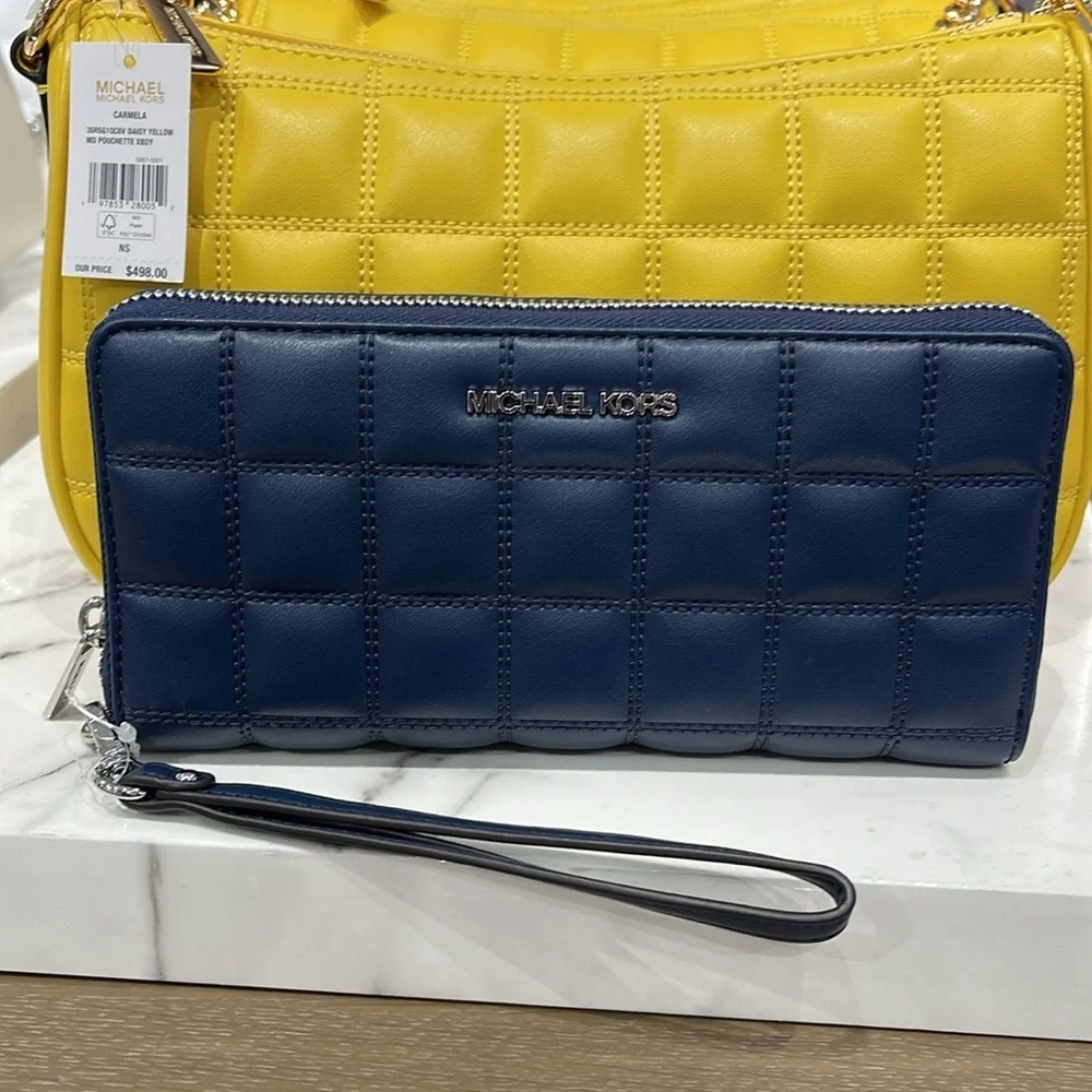 MICHAEL KORS Continental Wristlet Phone Case Wallet  Navy NWT
